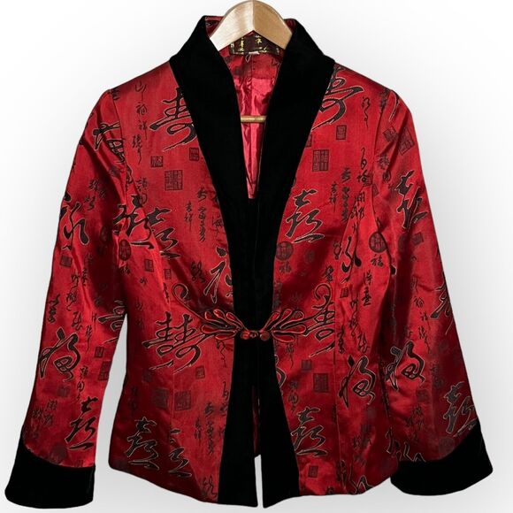 Elegant Red and Black Women's Jacket - Picture 2 of 15